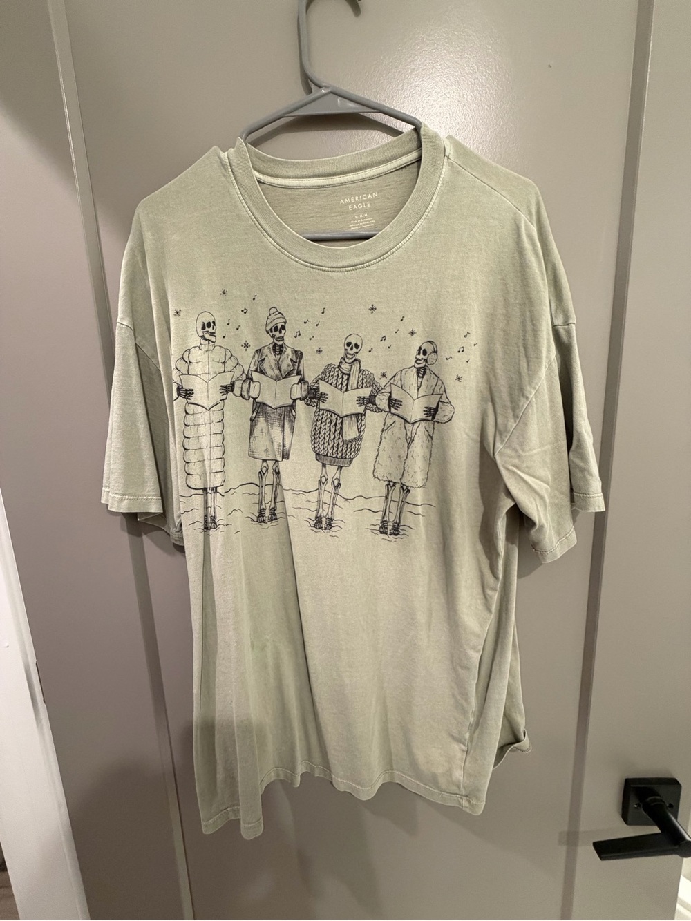 American Eagle Outfitters Light Sage Green Graphic Short Sleeve Tee